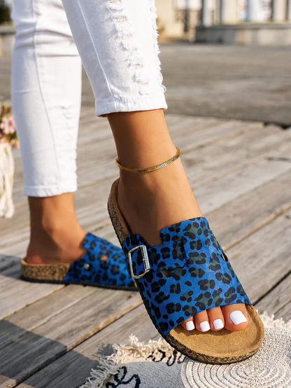Sandales Mules à Semelle Liège et Boucle Réglable
