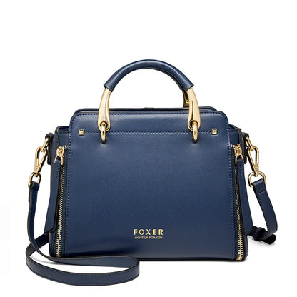 FOXER Split Leather Women's Shoulder Bag Elegant Handbag 2026 New Female Large Tote Bag Luxury Design Crossbody Purse