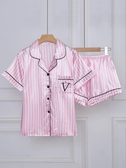Ensemble Satiné Rayé – Victoria
