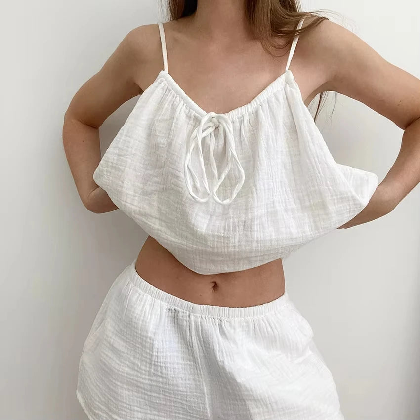 2026 Summer New Women's Pajamas Pure Cotton Strap Shorts Comfortable Pajamas 2-piece Set Casual Home Clothes Y2K Hot Sale