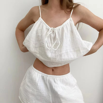 2026 Summer New Women's Pajamas Pure Cotton Strap Shorts Comfortable Pajamas 2-piece Set Casual Home Clothes Y2K Hot Sale