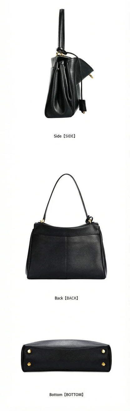 2026 large Genuine leather shoulder bag armpit top layer cowhide large capacity women's commuting high-end tote bag