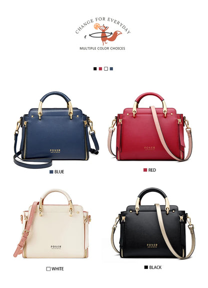 FOXER Split Leather Women's Shoulder Bag Elegant Handbag 2026 New Female Large Tote Bag Luxury Design Crossbody Purse