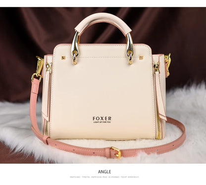 FOXER Split Leather Women's Shoulder Bag Elegant Handbag 2026 New Female Large Tote Bag Luxury Design Crossbody Purse