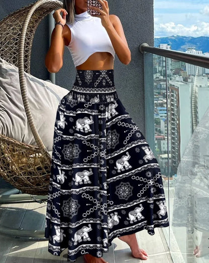 Jupe Longue Bohème Taille Haute – Élise