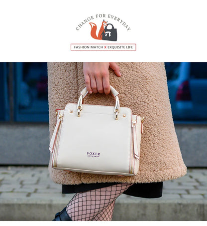 FOXER Split Leather Women's Shoulder Bag Elegant Handbag 2026 New Female Large Tote Bag Luxury Design Crossbody Purse