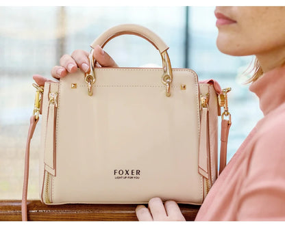 FOXER Split Leather Women's Shoulder Bag Elegant Handbag 2026 New Female Large Tote Bag Luxury Design Crossbody Purse