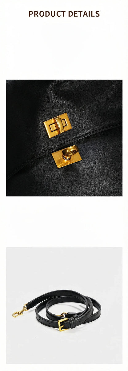 2026 large Genuine leather shoulder bag armpit top layer cowhide large capacity women's commuting high-end tote bag