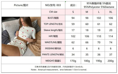 2026 Summer New Women's Pajamas Homewear Set Girls Short-Sleeved Shorts Love Print Knitted Fashion Soft Pajamas Homewea