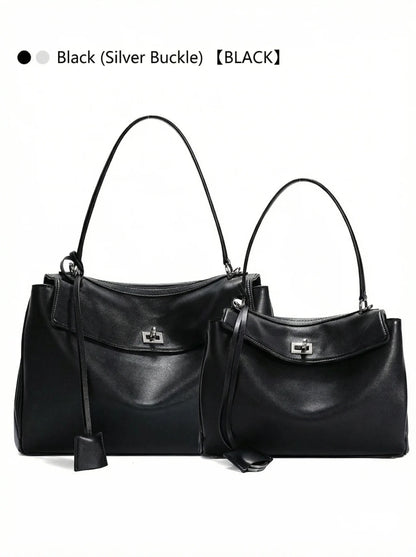 2026 large Genuine leather shoulder bag armpit top layer cowhide large capacity women's commuting high-end tote bag