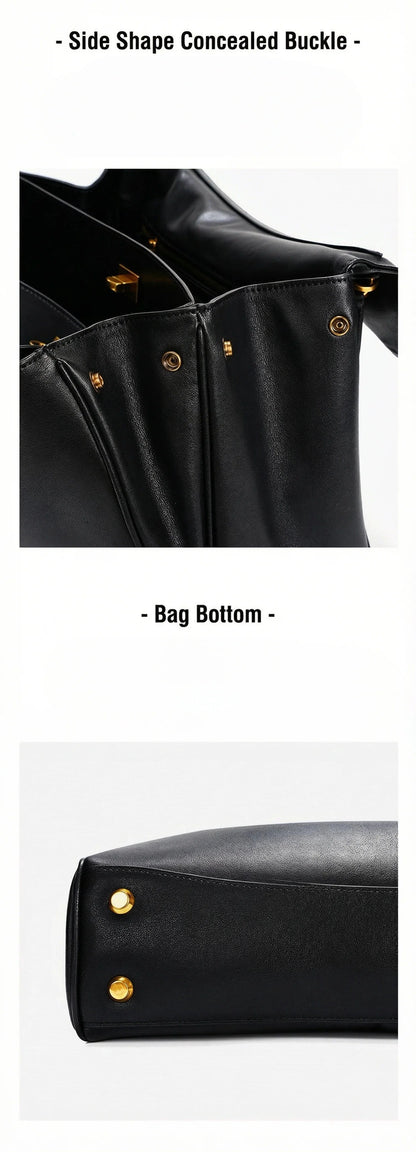 2026 large Genuine leather shoulder bag armpit top layer cowhide large capacity women's commuting high-end tote bag
