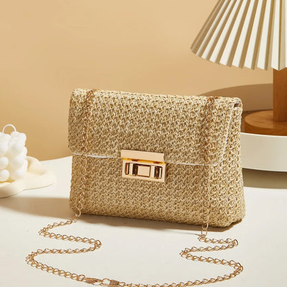 Fashion Women Summer Bohemian Straw Bag Small Woven Beach Crossbody Bag Shoulder Messenger Bag Girls Handbags Straw Bag Gifts