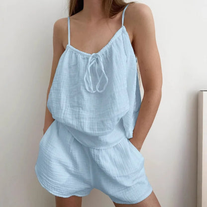 2026 Summer New Women's Pajamas Pure Cotton Strap Shorts Comfortable Pajamas 2-piece Set Casual Home Clothes Y2K Hot Sale